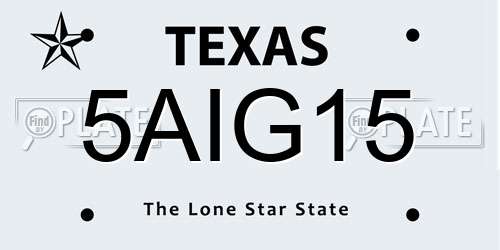 5AIG15 Texas License Plate