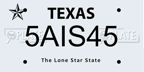 5AIS45 Texas License Plate