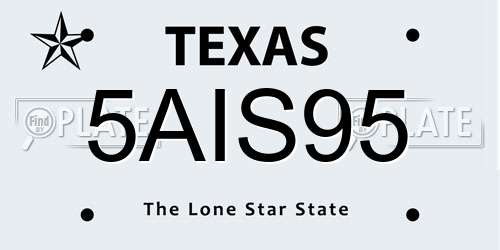 5AIS95 Texas License Plate
