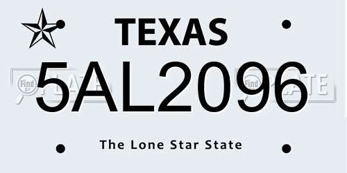 5AL2096 Texas License Plate