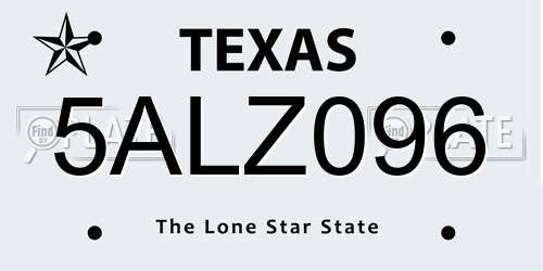 5ALZ096 Texas License Plate