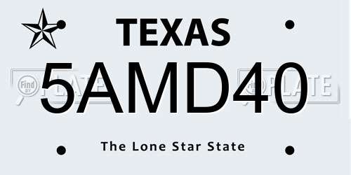 5AMD40 Texas License Plate