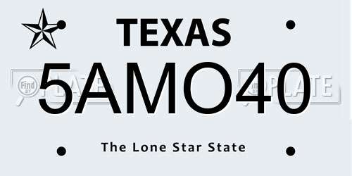 5AMO40 Texas License Plate