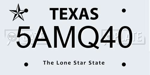 5AMQ40 Texas License Plate
