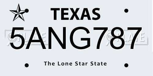 5ANG787 Texas License Plate