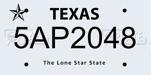 5AP2048 Texas License Plate