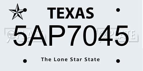5AP7045 Texas License Plate