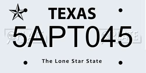 5APT045 Texas License Plate