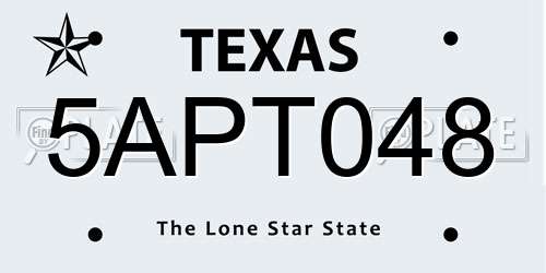 5APT048 Texas License Plate