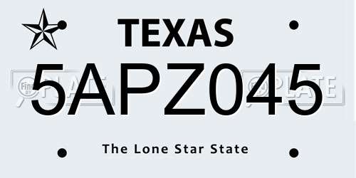 5APZ045 Texas License Plate