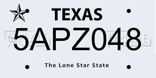 5APZ048 Texas License Plate