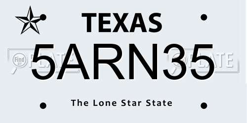 5ARN35 Texas License Plate