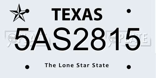 5AS2815 Texas License Plate