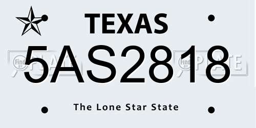 5AS2818 Texas License Plate