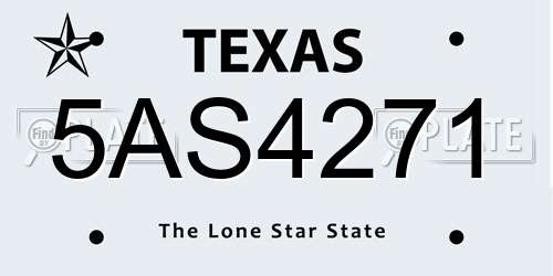 5AS4271 Texas License Plate