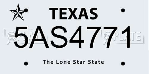 5AS4771 Texas License Plate