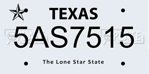 5AS7515 Texas License Plate
