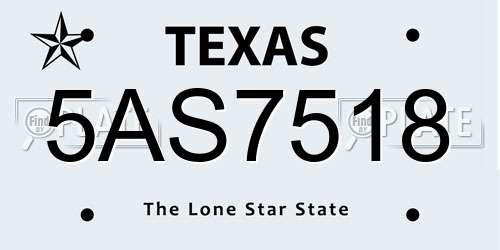 5AS7518 Texas License Plate