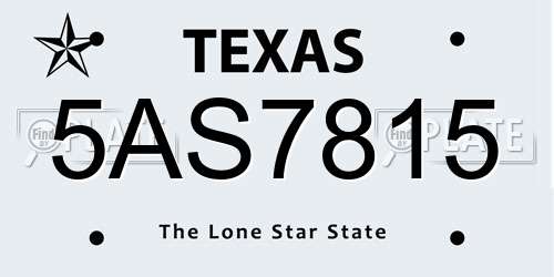5AS7815 Texas License Plate