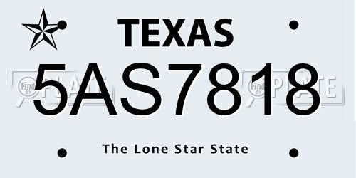 5AS7818 Texas License Plate