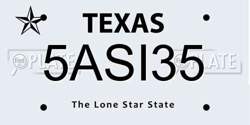 5ASI35 Texas License Plate