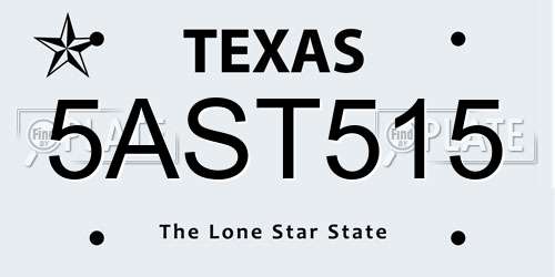5AST515 Texas License Plate