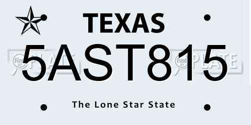 5AST815 Texas License Plate