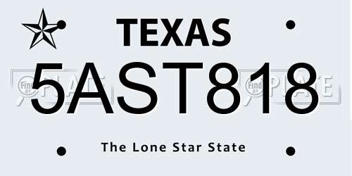 5AST818 Texas License Plate