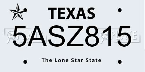 5ASZ815 Texas License Plate