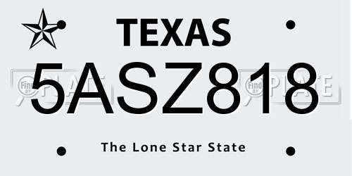 5ASZ818 Texas License Plate