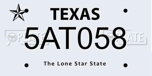 5AT058 Texas License Plate