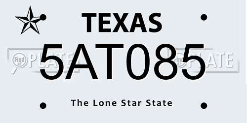 5AT085 Texas License Plate