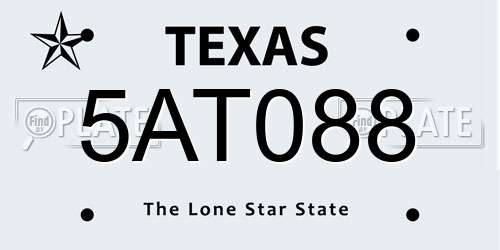 5AT088 Texas License Plate