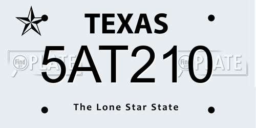 5AT210 Texas License Plate