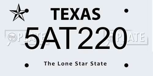 5AT220 Texas License Plate