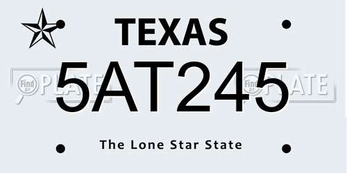 5AT245 Texas License Plate