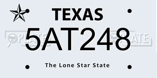 5AT248 Texas License Plate