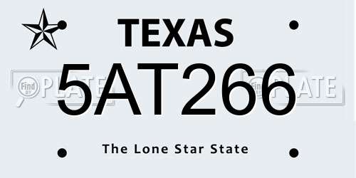 5AT266 Texas License Plate