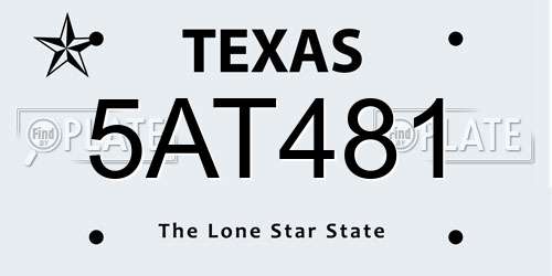 5AT481 Texas License Plate