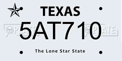 5AT710 Texas License Plate