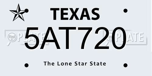 5AT720 Texas License Plate