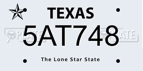 5AT748 Texas License Plate