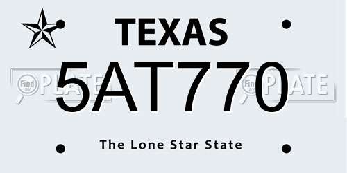 5AT770 Texas License Plate