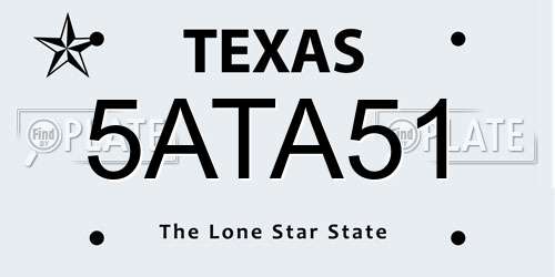 5ATA51 Texas License Plate