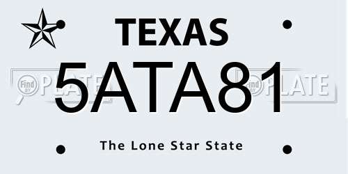 5ATA81 Texas License Plate