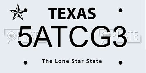 5ATCG3 Texas License Plate