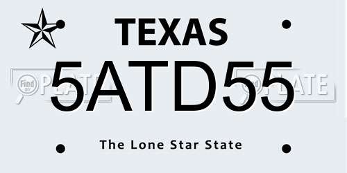 5ATD55 Texas License Plate