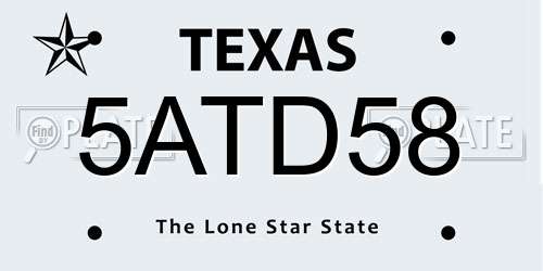 5ATD58 Texas License Plate