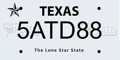 5ATD88 Texas License Plate