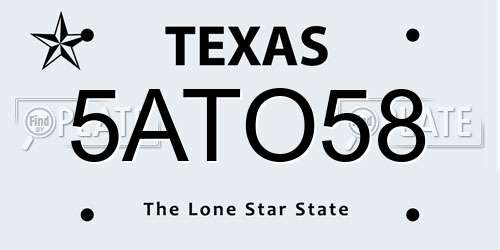 5ATO58 Texas License Plate